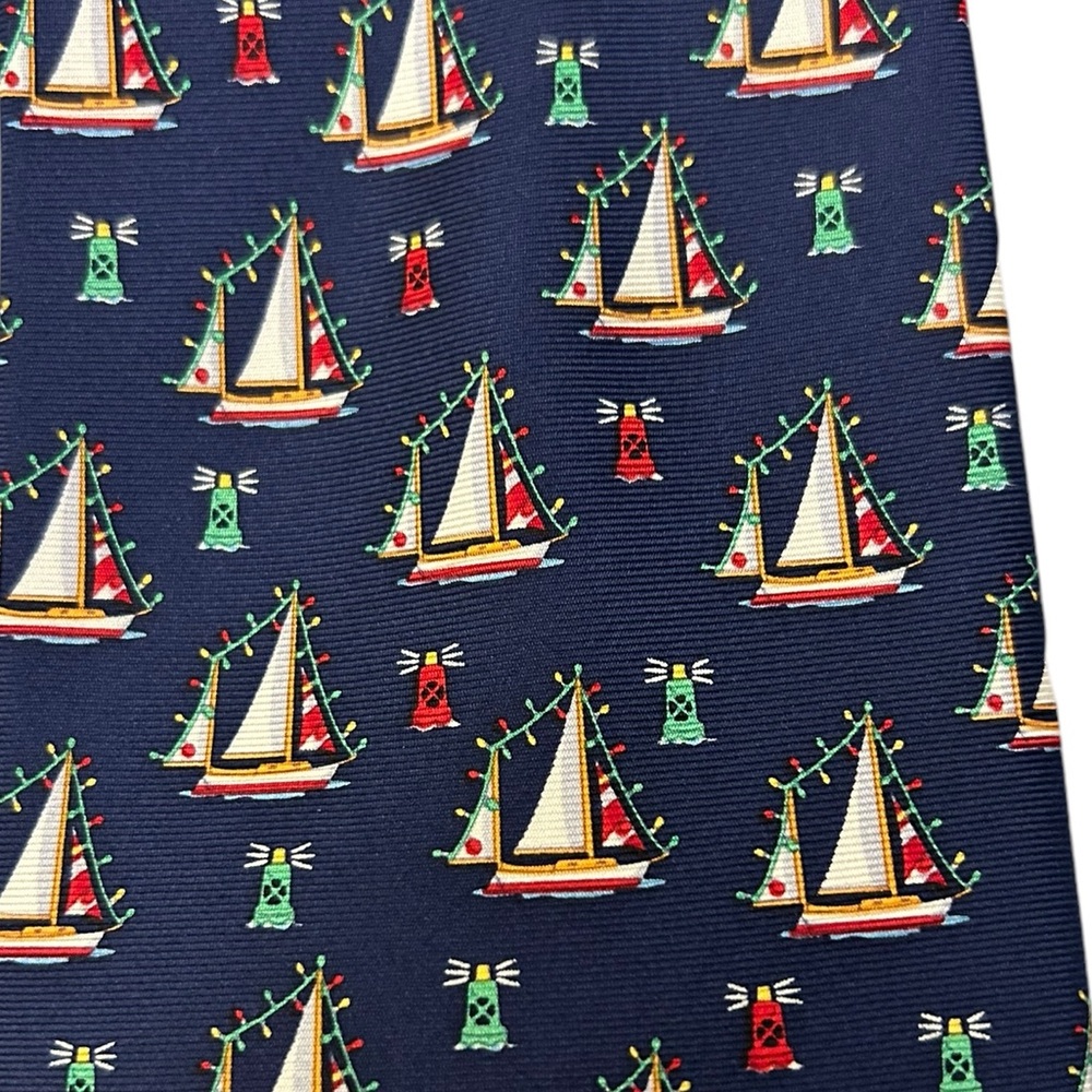 Erich Holch for Alynn 100% Silk‎ Marina Lights Tie Holiday Christmas Sailboats - Picture 2 of 11